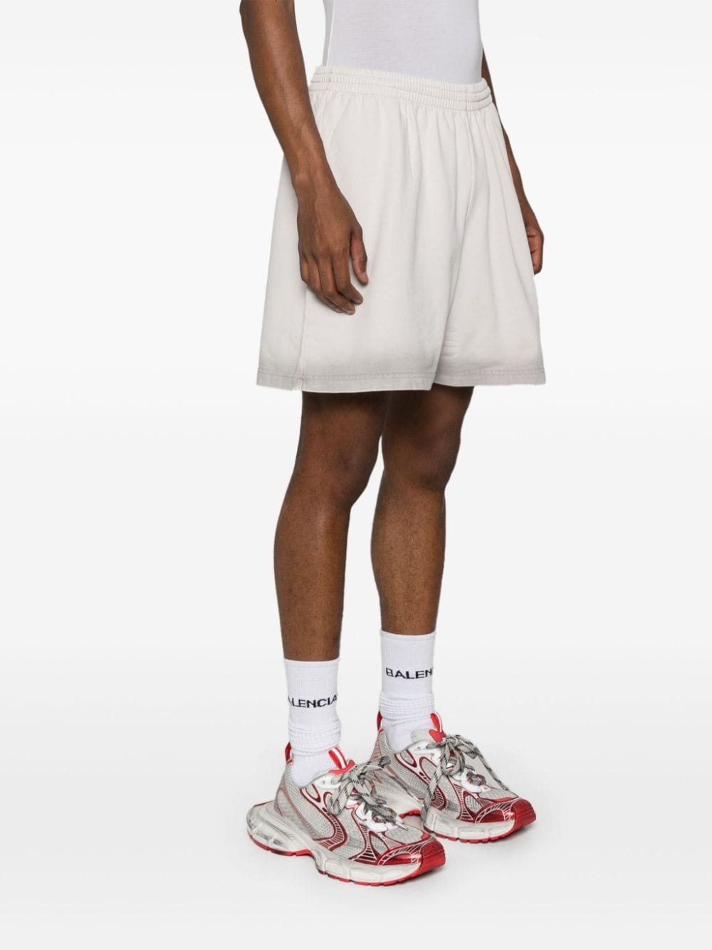 reflective-logo cotton track shorts - 4