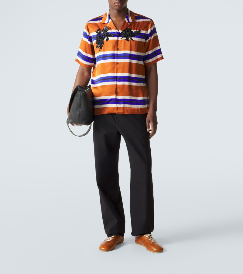 Dries Van Noten Embellished striped satin shirt outlook