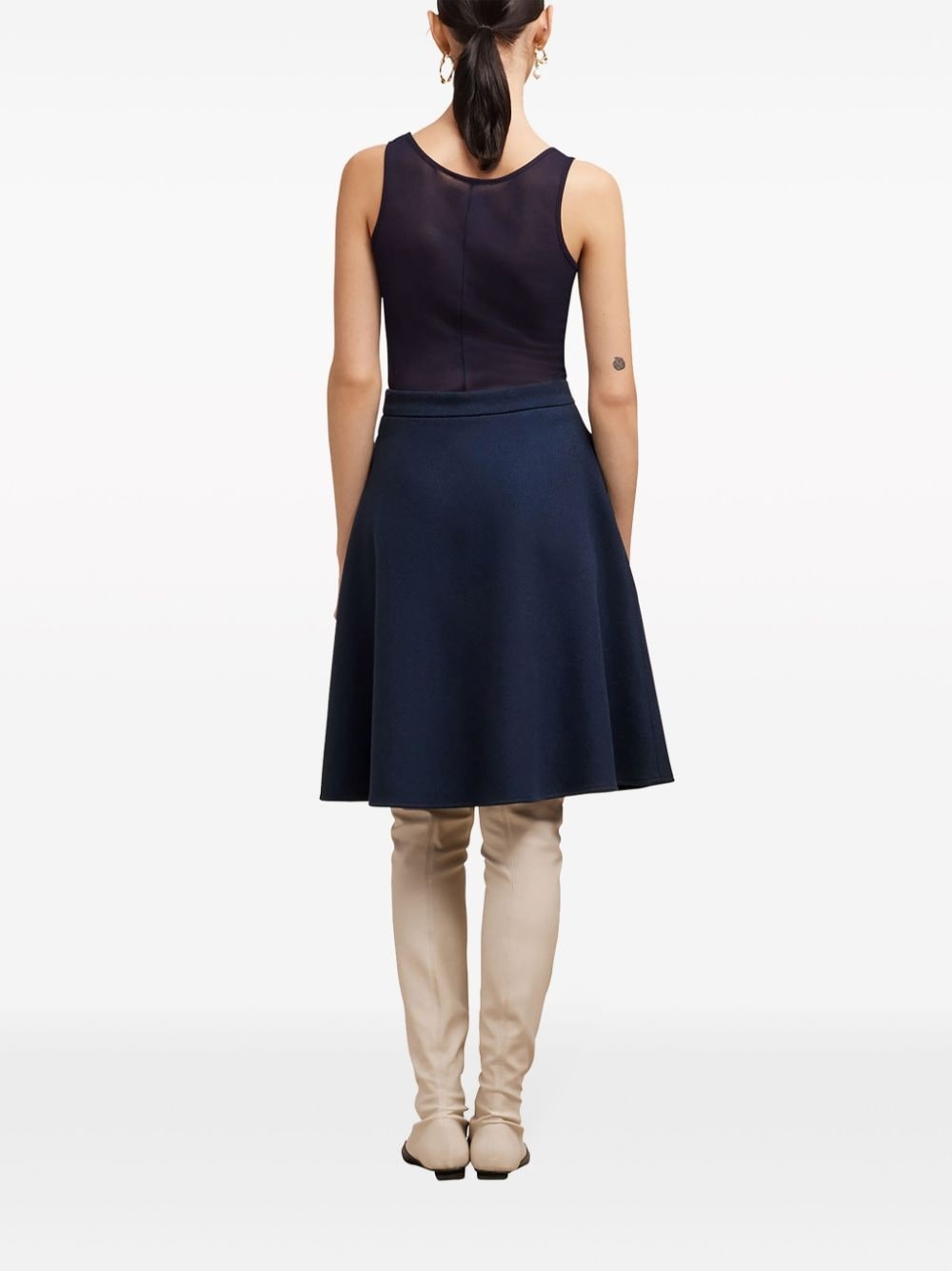 viring-wool blend A-line skirt - 4