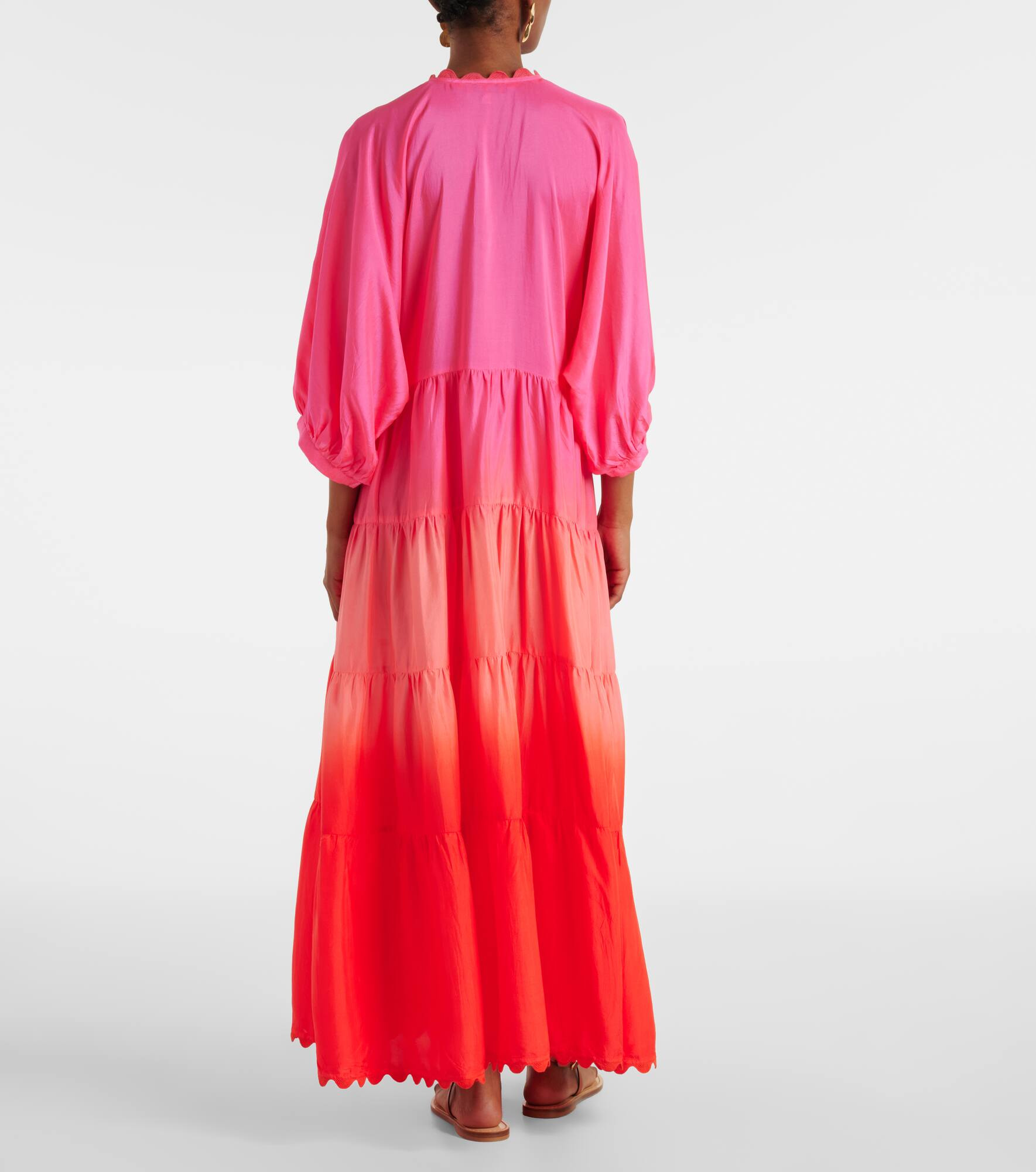 Scalloped tiered silk maxi dress - 3