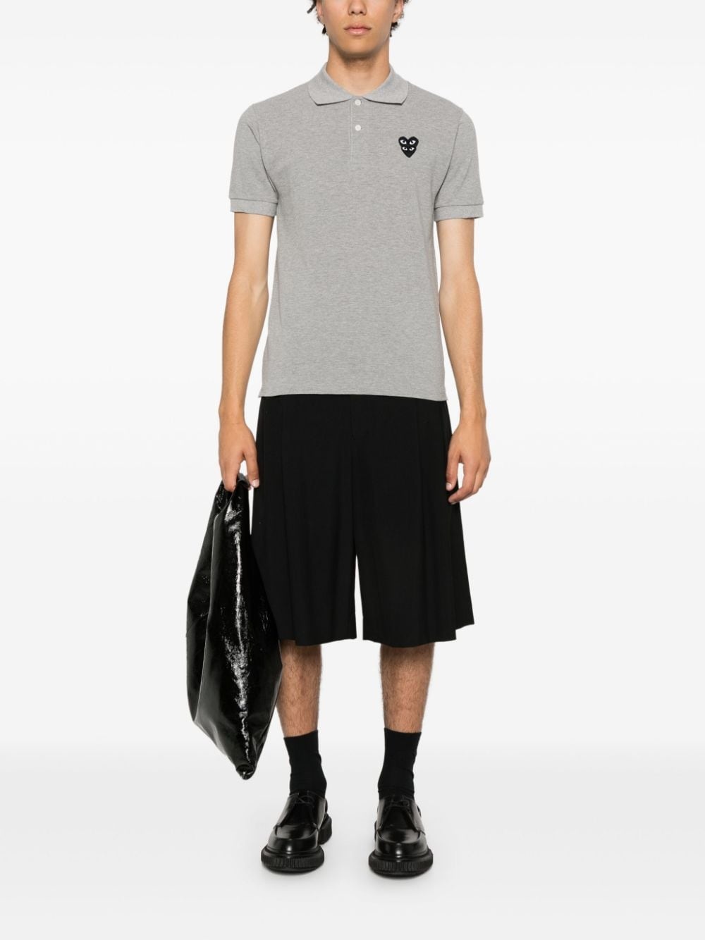 heart-patch cotton polo shirt - 2