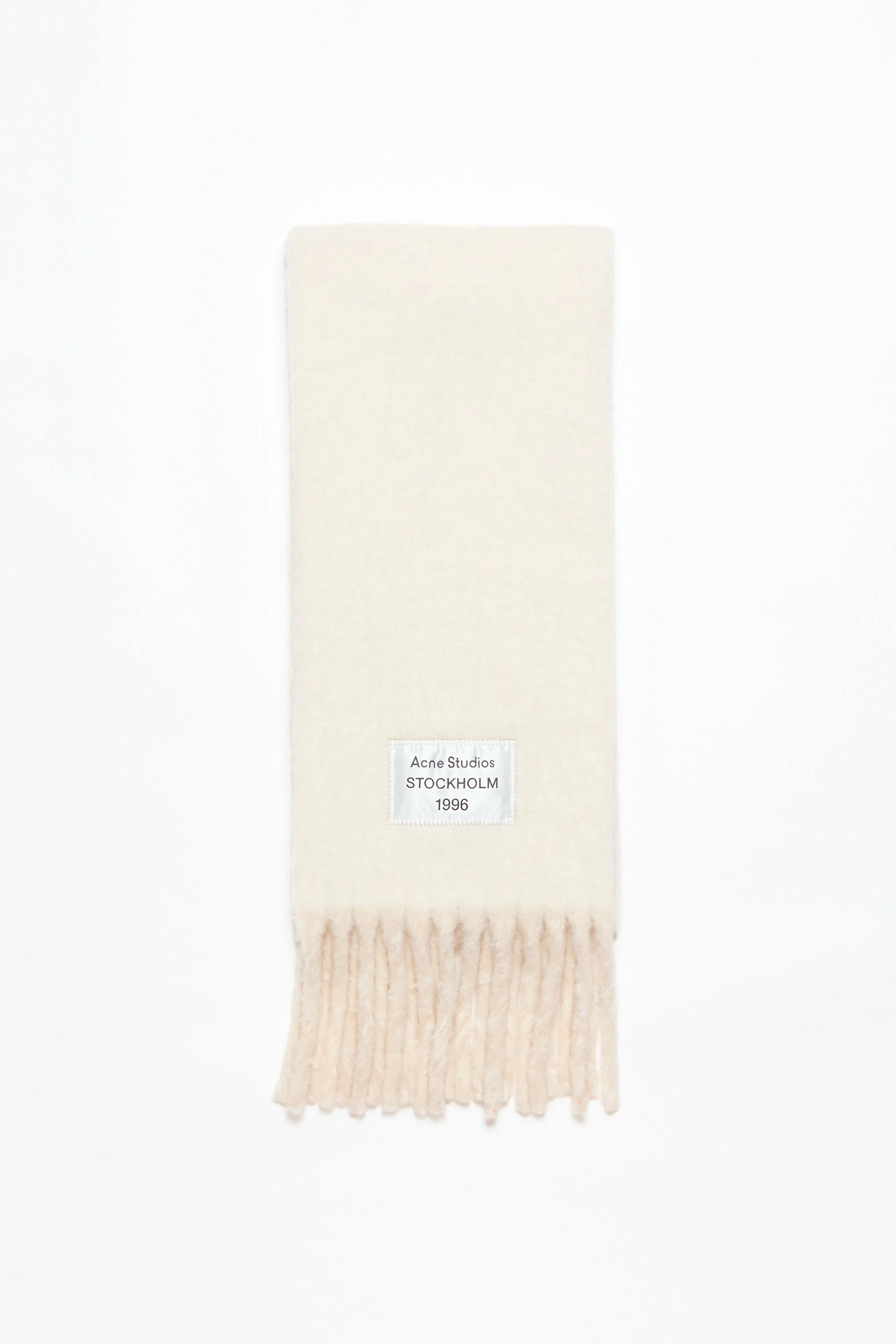 Fringed scarf logo label - White/beige - 1