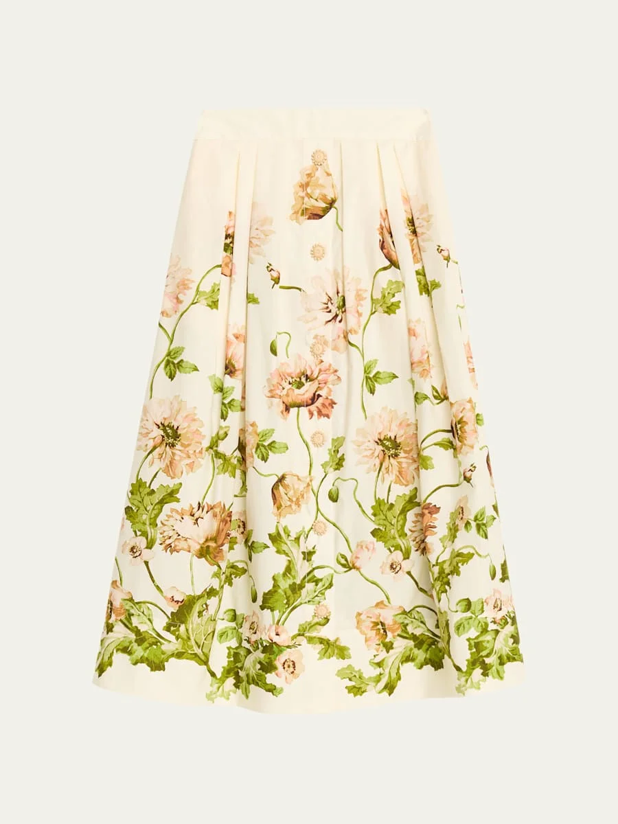 Marge Pleated Button-Front Skirt - 1