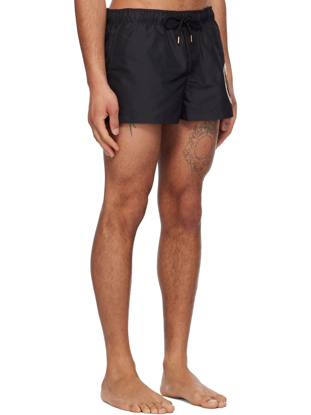 Black Chain Crest Print Swim Shorts - 2