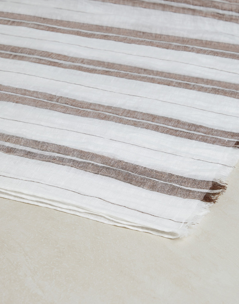 Brunello Cucinelli Sparkling stripe linen scarf outlook