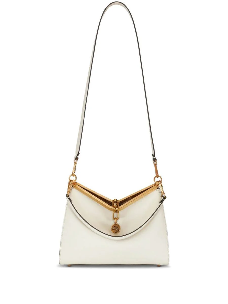 ETRO 'MEDIUM VELA' WHITE SHOULDER BAG WITH LOGO AND PEGASUS CHARM IN LEATHER WOMAN - 1