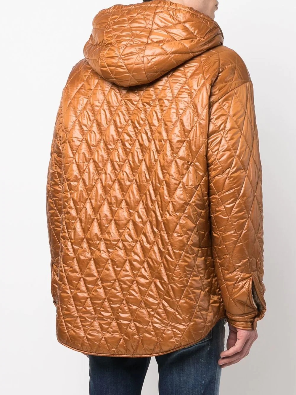 hooded quilted-effect coat - 4