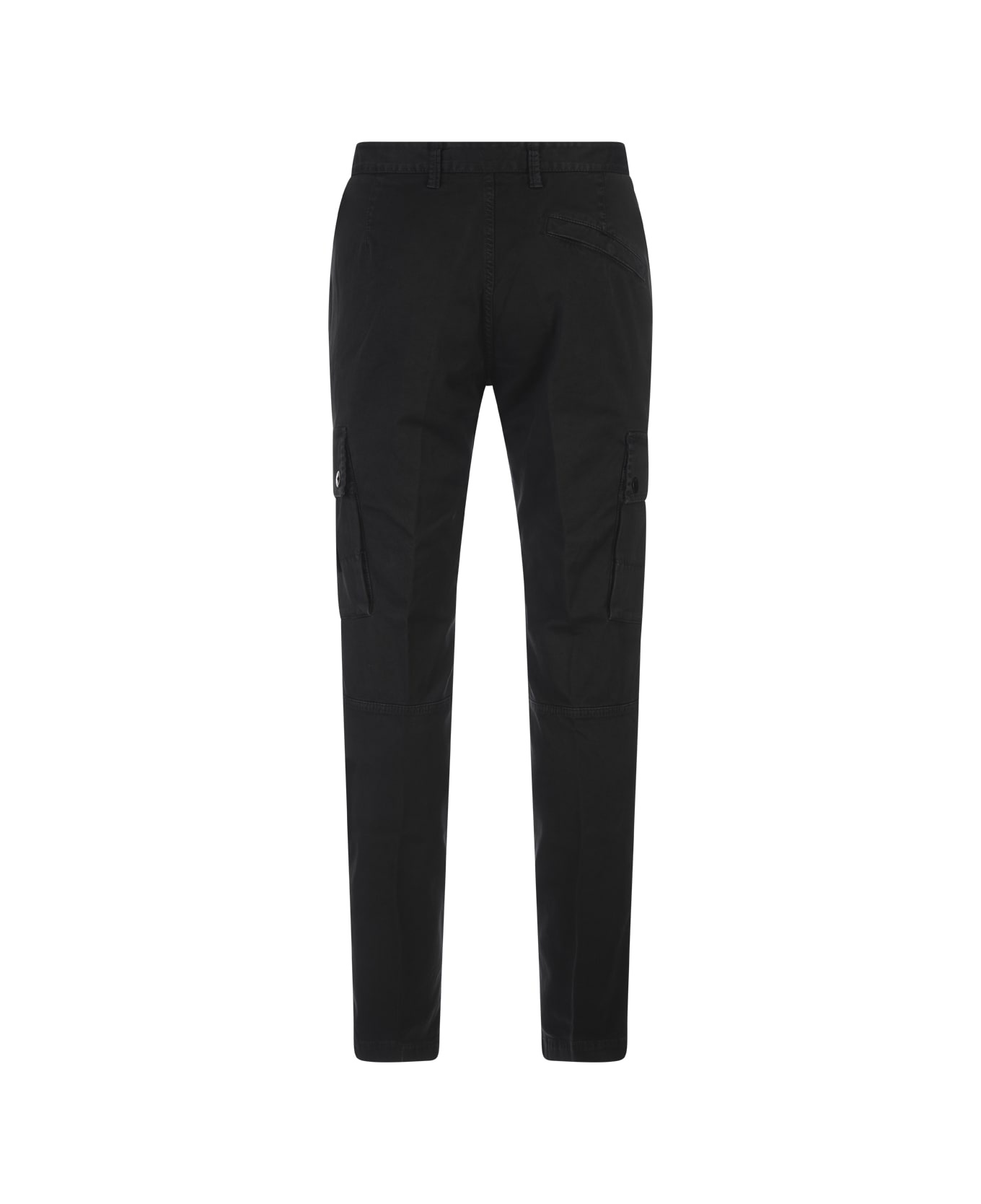 Black Cargo Trousers In Broken Twill Stretch Cotton - 2