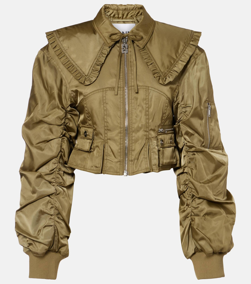 Cropped ruched bomber jacket 1
