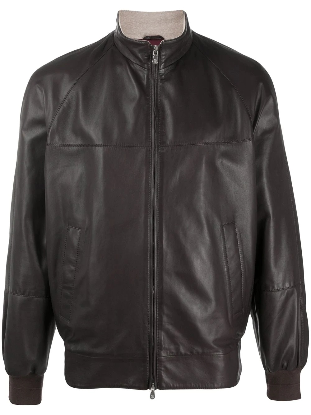 zipped biker jacket - 1