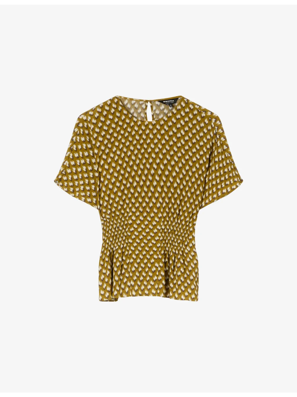 Shirred Ikat-Spot Woven Blouse - 1