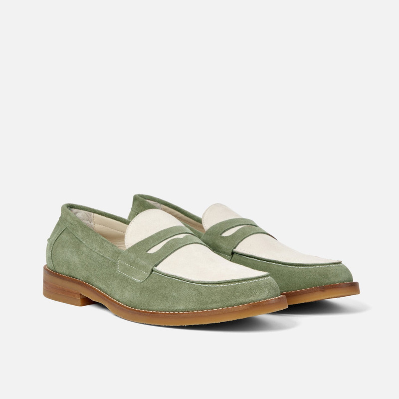 Wilde Sage + White Suede Penny Loafer - Men's 3