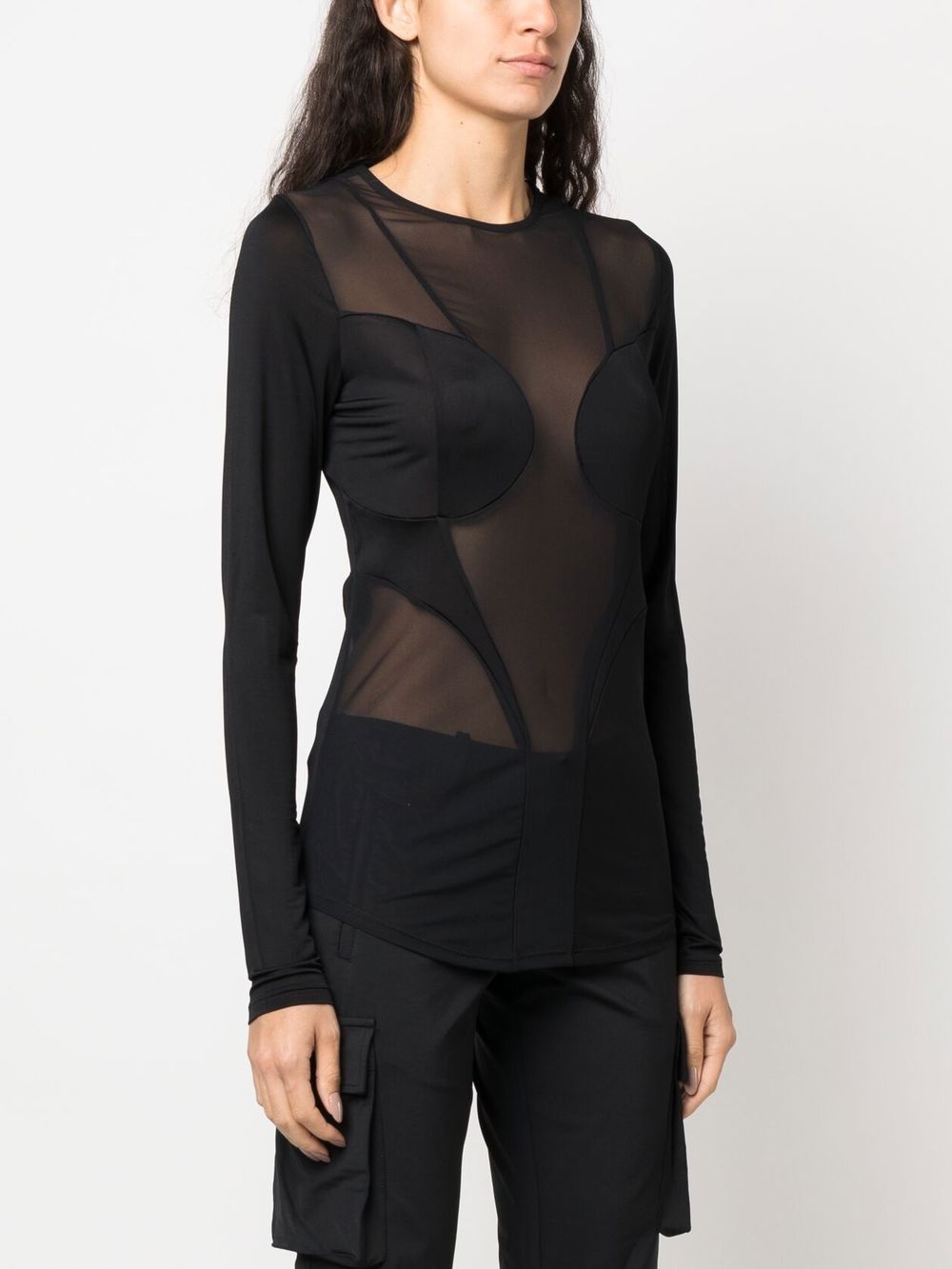 semi-sheer panelled top - 3