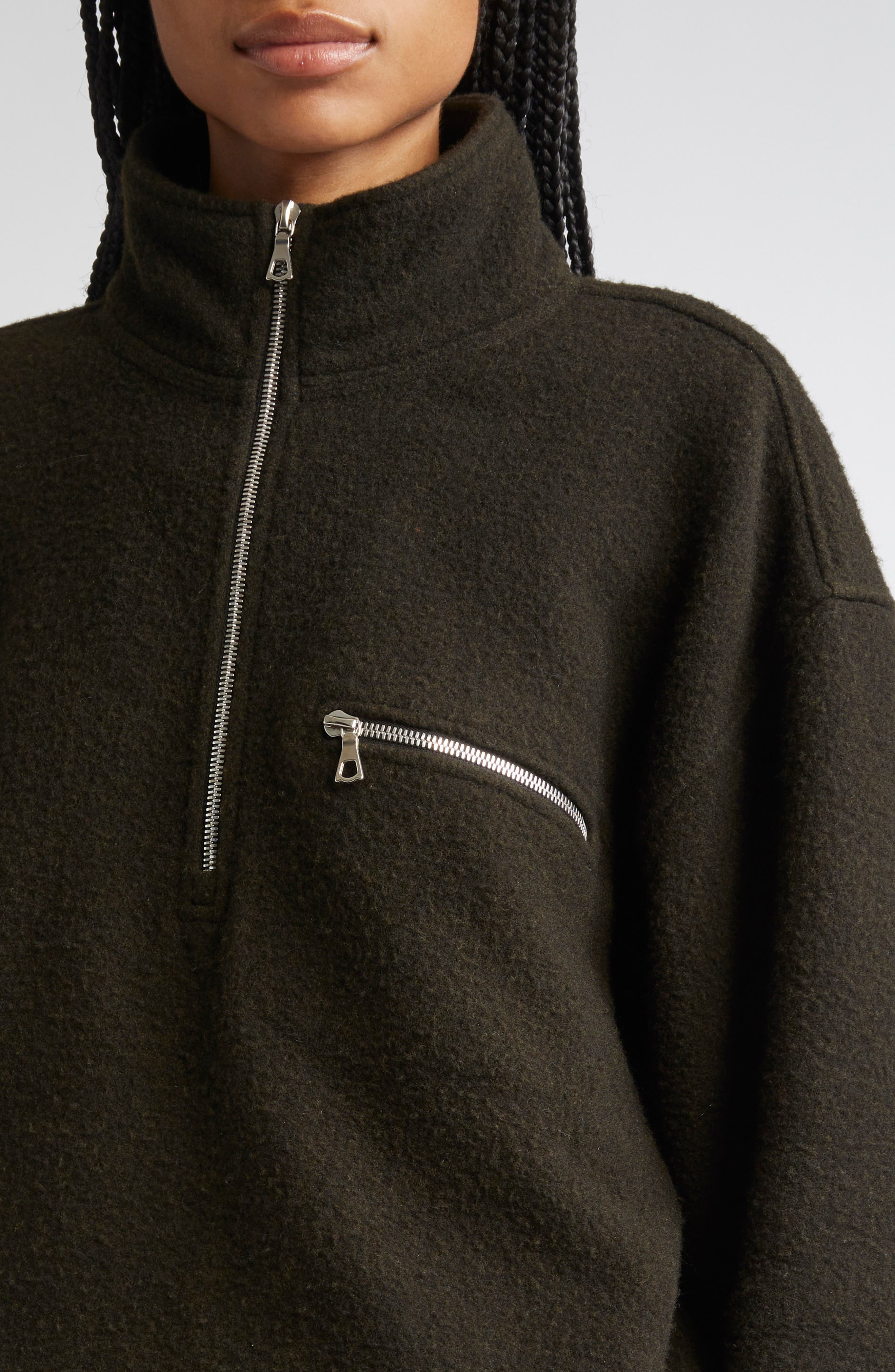 RIER Wool Fleece Half Zip Sweatshirt in Tourbe Fleece at Nordstrom - 5