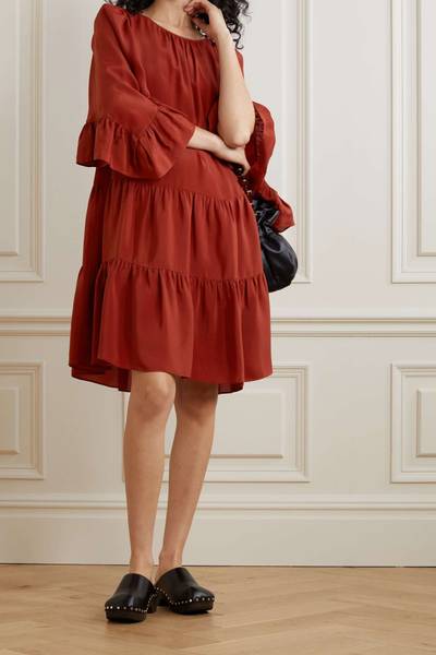 See by Chloé Tiered ruffled crepe de chine dress outlook