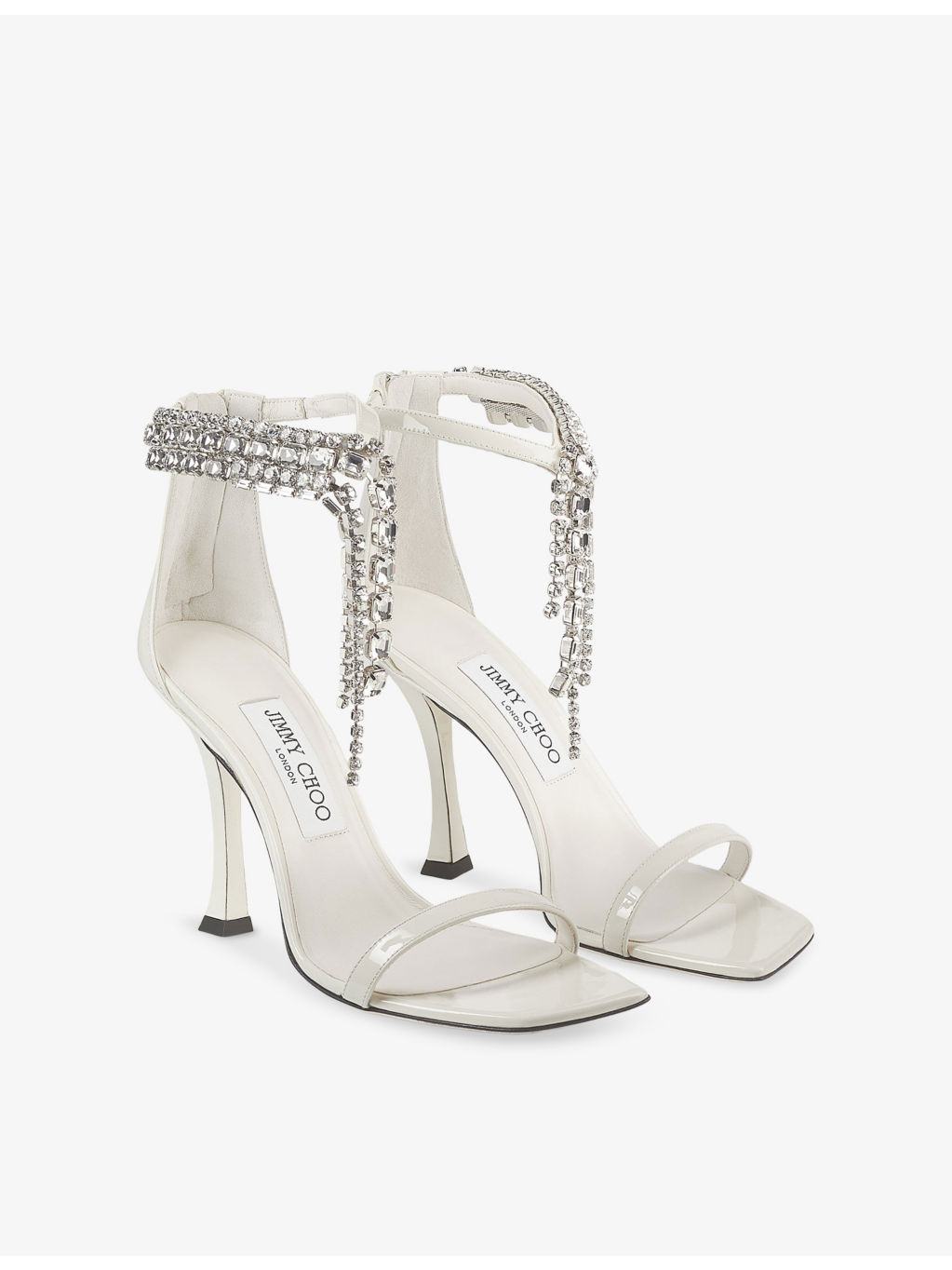 Verity 100 Crystal-Embellished Patent-Leather Heeled Sandals - 3