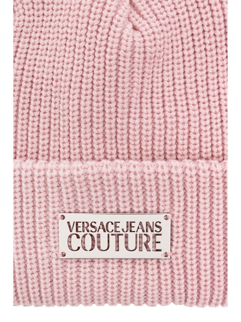 logo-plaque knitted beanie - 4