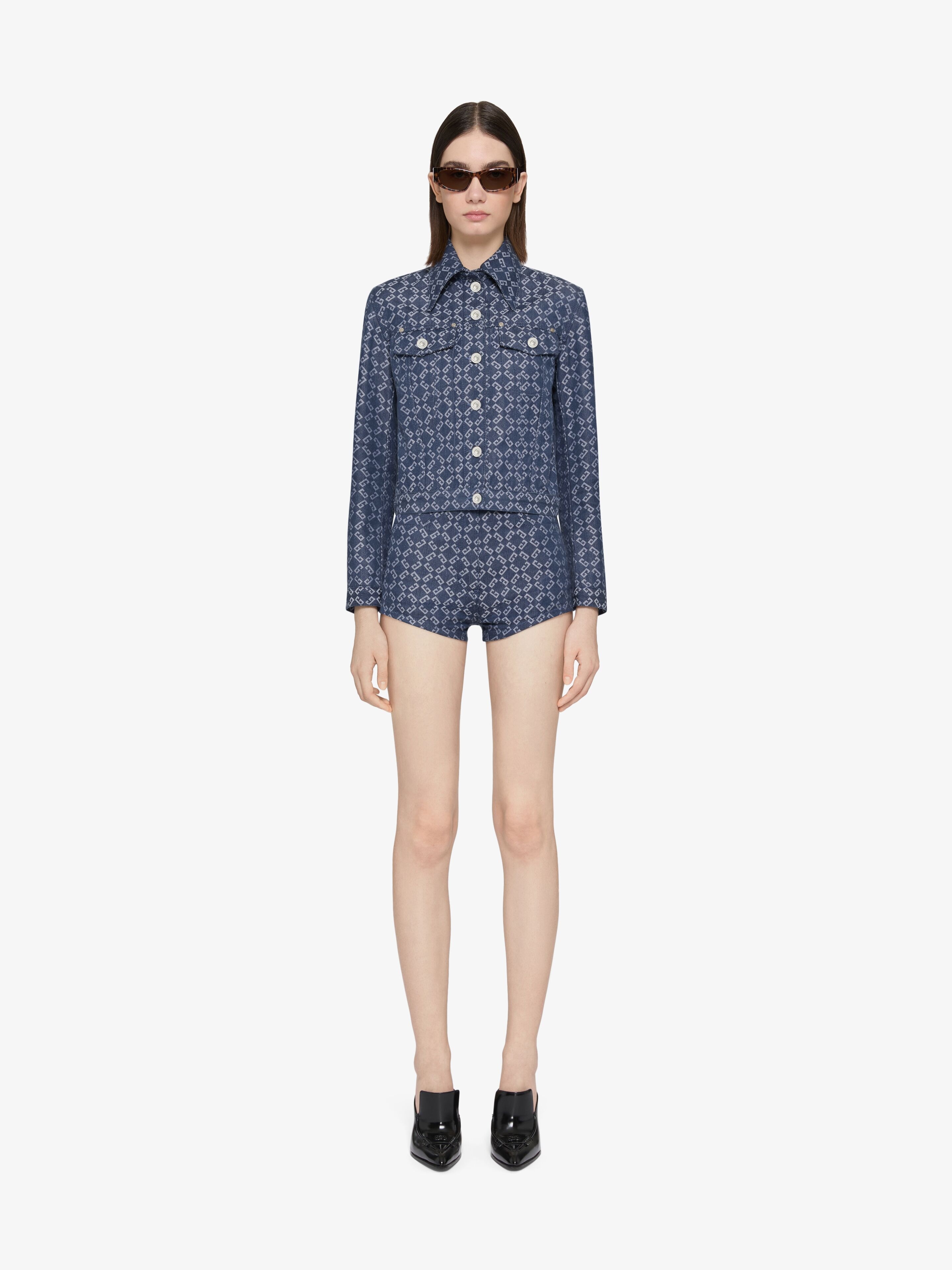 SLIM FIT MINI SHORTS IN MONOGRAM 72 DENIM - 2