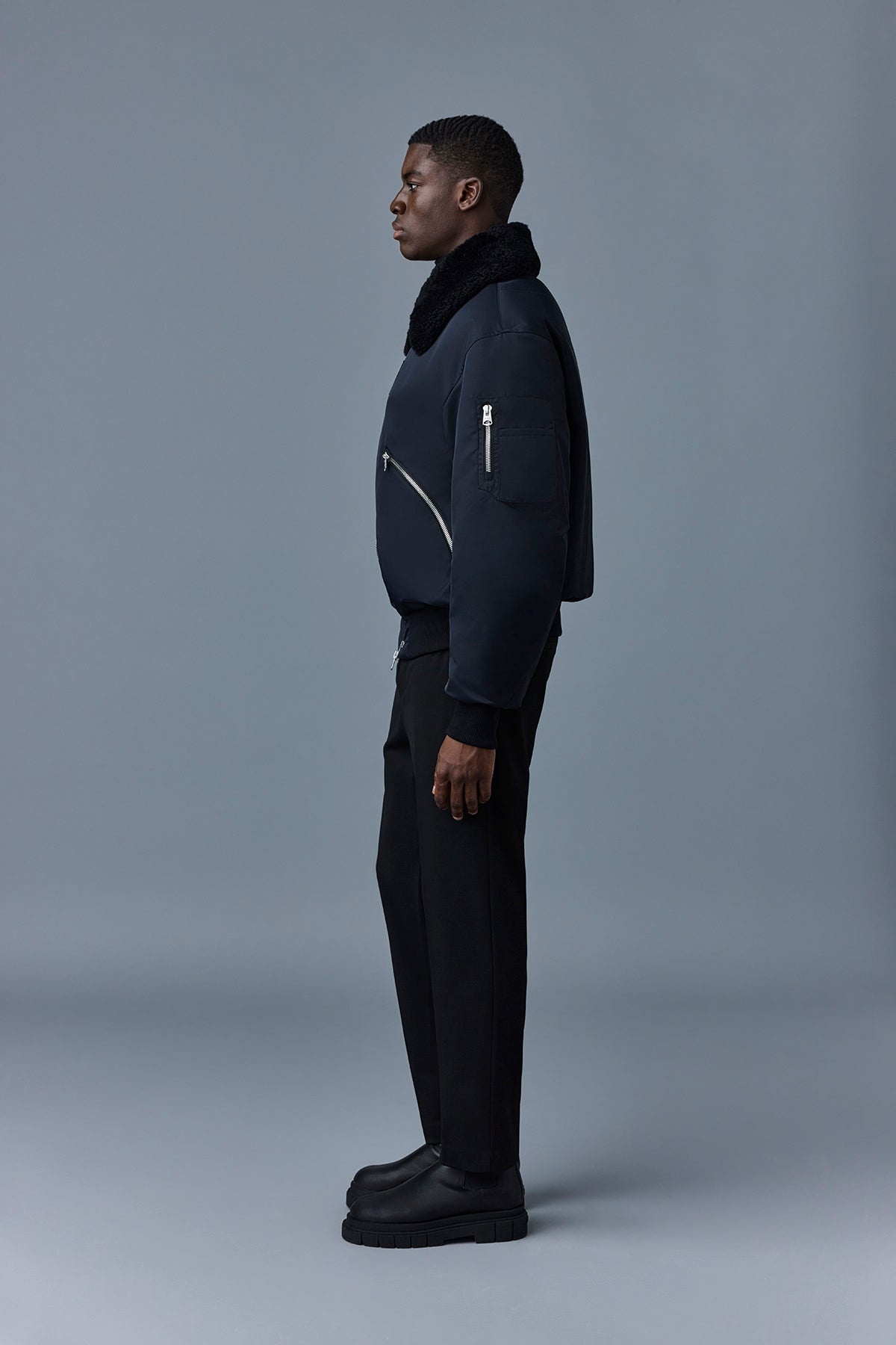 FRANCIS Down bomber jacket with shearling collar - 3
