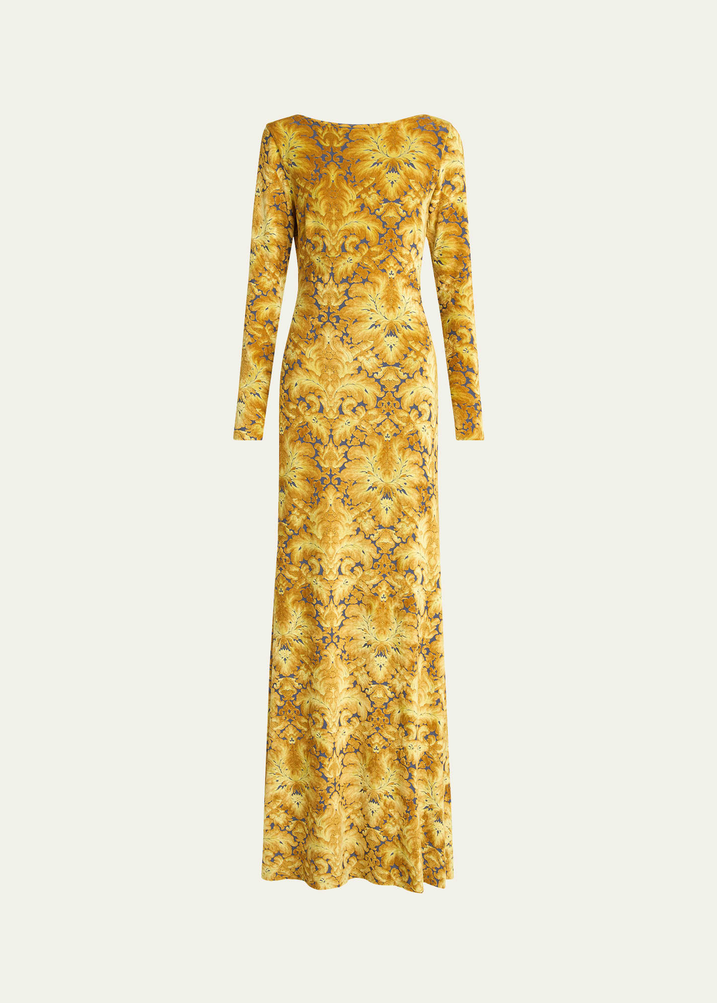 Long-Sleeve Open-Back Maxi Dress - 1