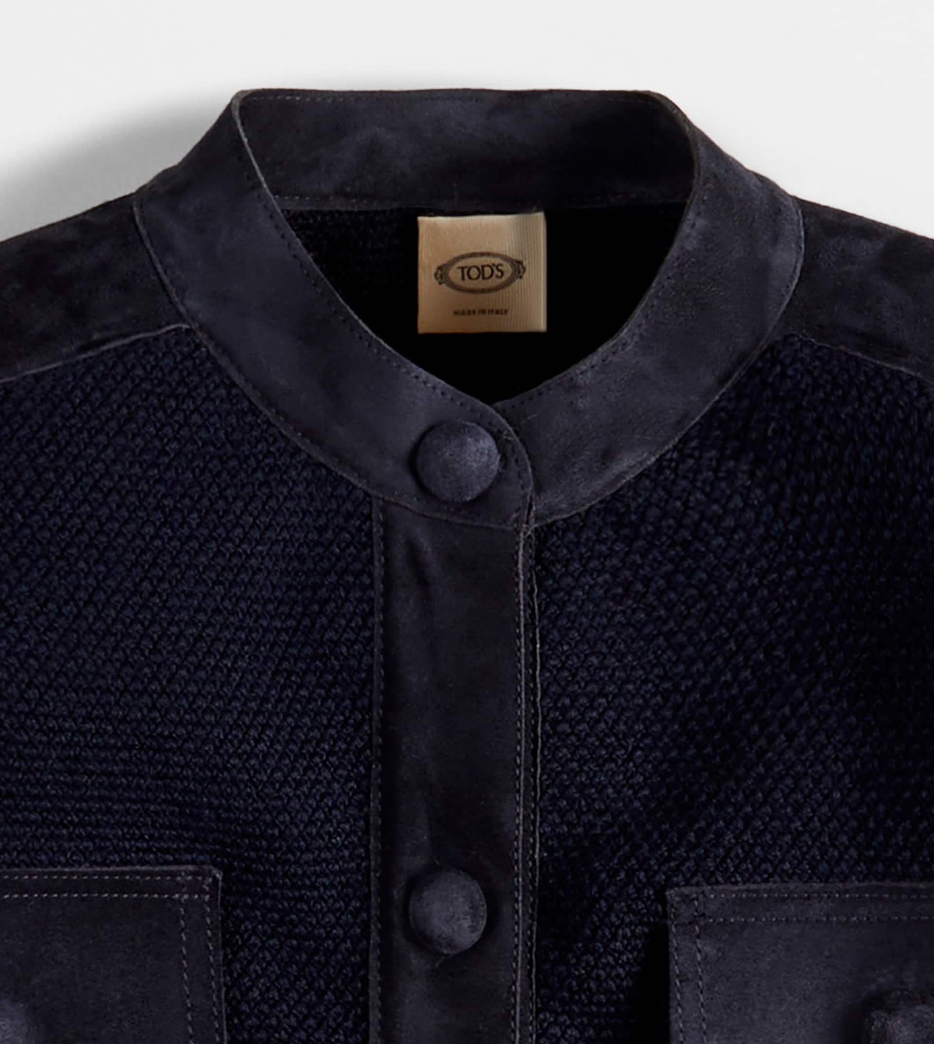 JACKET IN WOOL WITH SUEDE DETAILING - BLUE - 2
