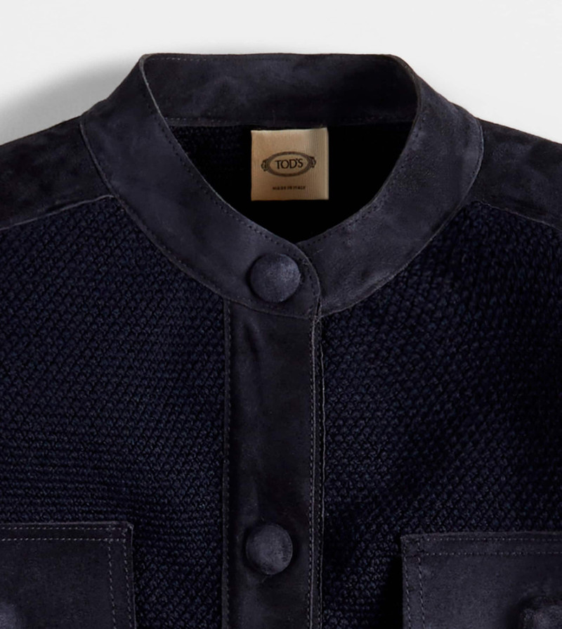 Tod's JACKET IN WOOL WITH SUEDE DETAILING - BLUE outlook
