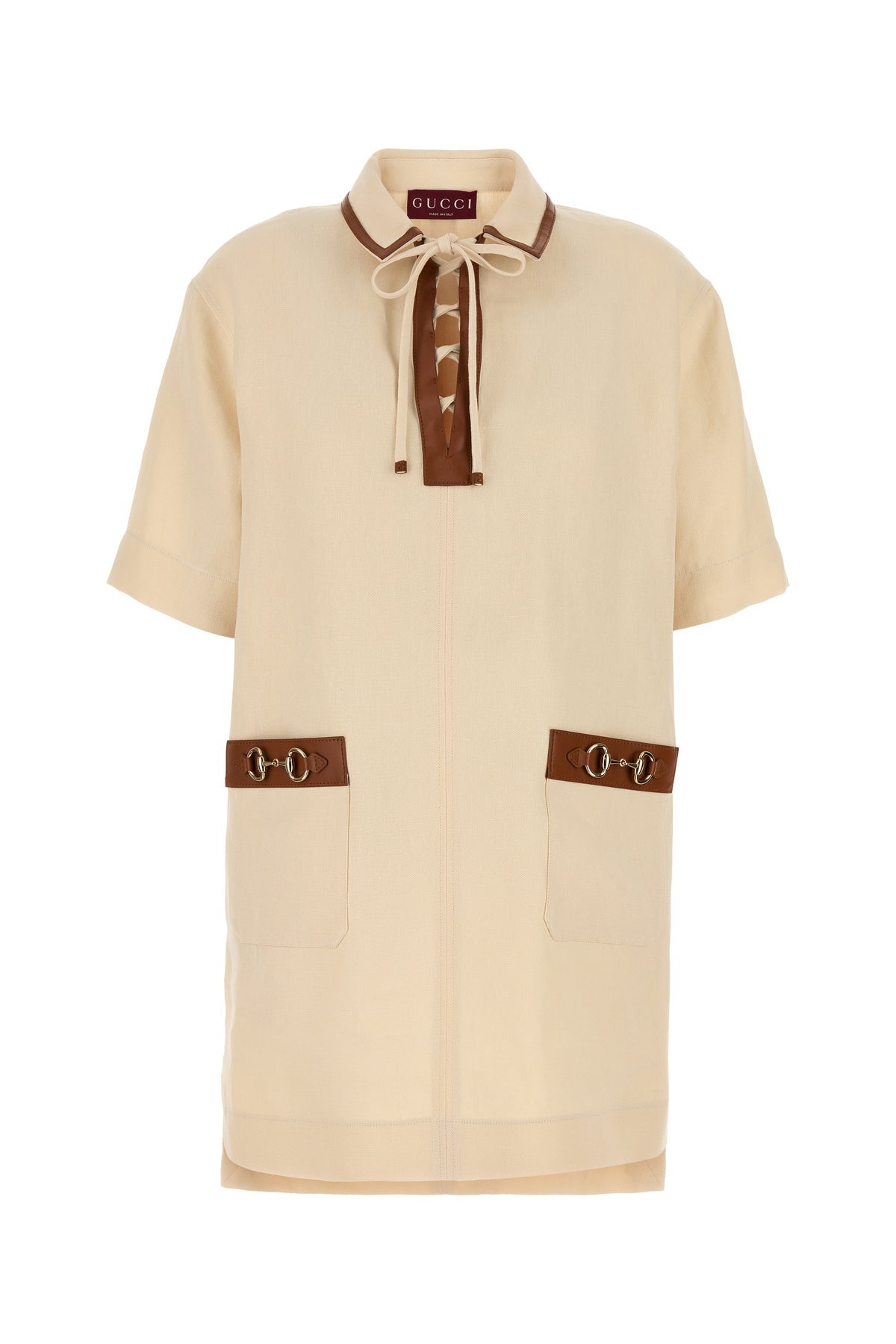 Gucci Women Sand Linen Mini Dress - 1