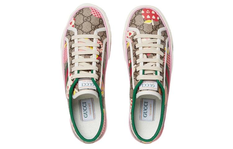 (WMNS) GUCCI Les Pommes Gucci Tennis 1977 'Beige ebony apple print' 664212-22K10-8960 - 3