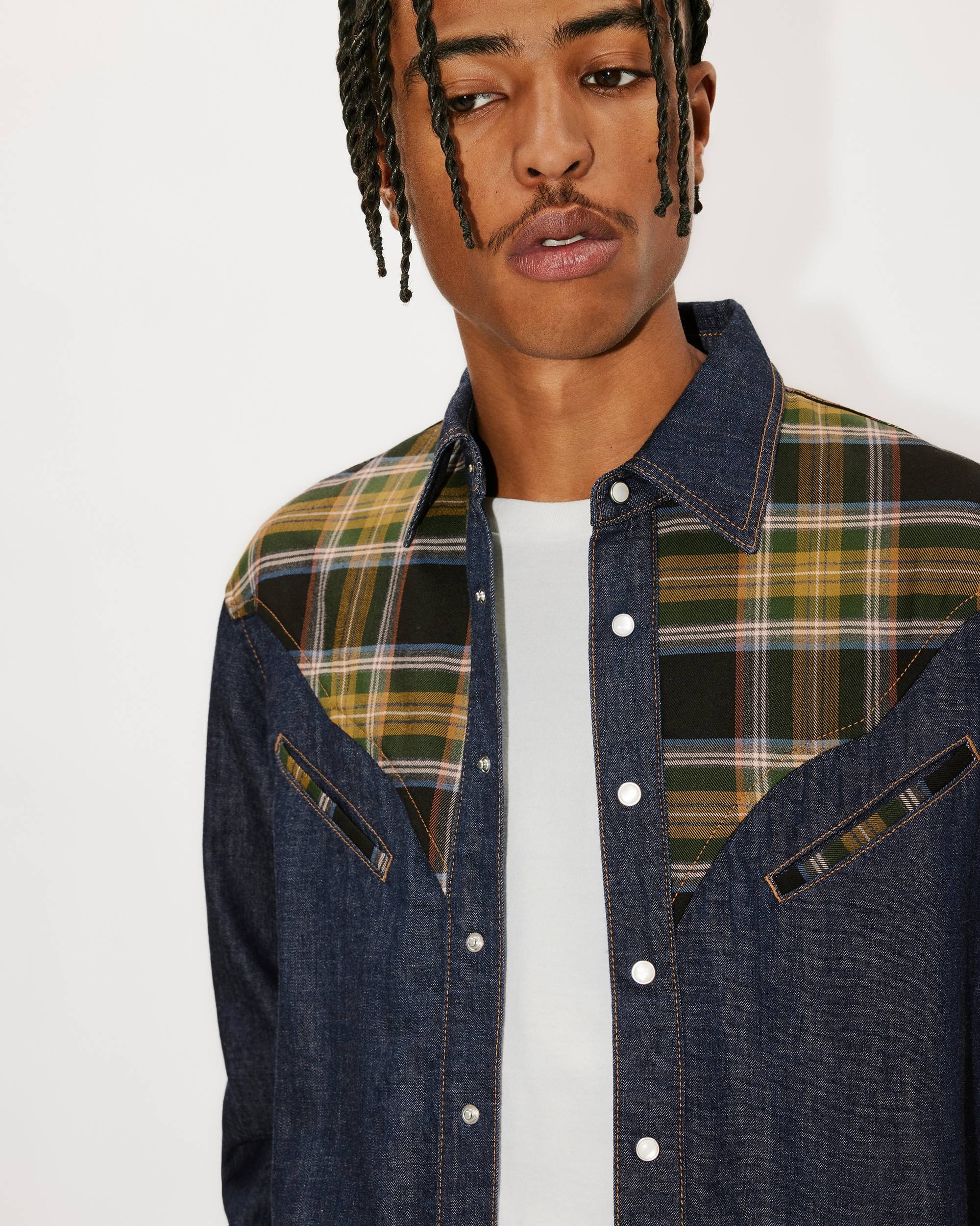 Checked denim cowboy shirt - 4