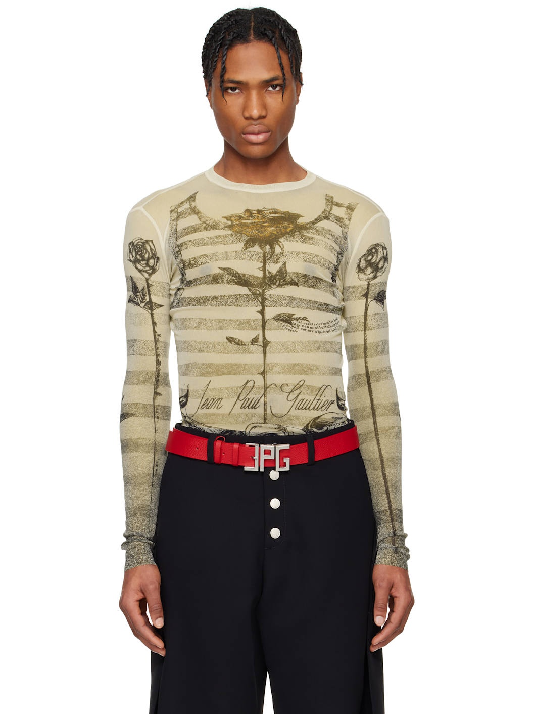 Beige 'The Tattoo Marinière' T-shirt - 1