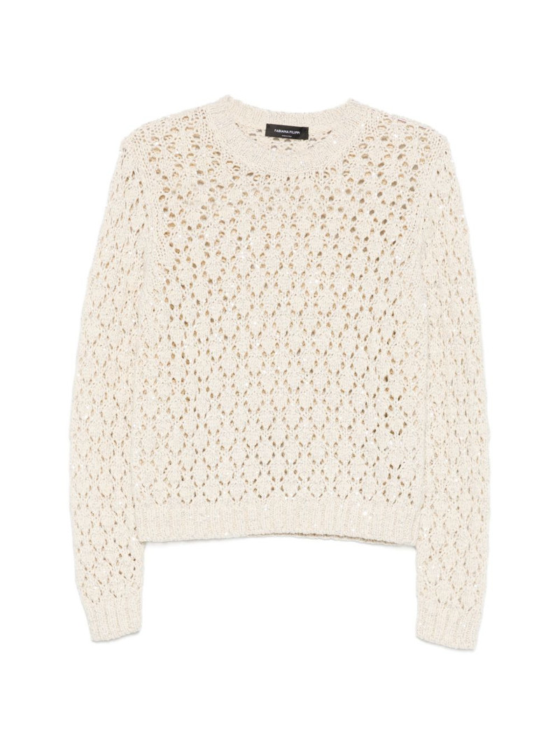 open-knit crew-neck sweater 1