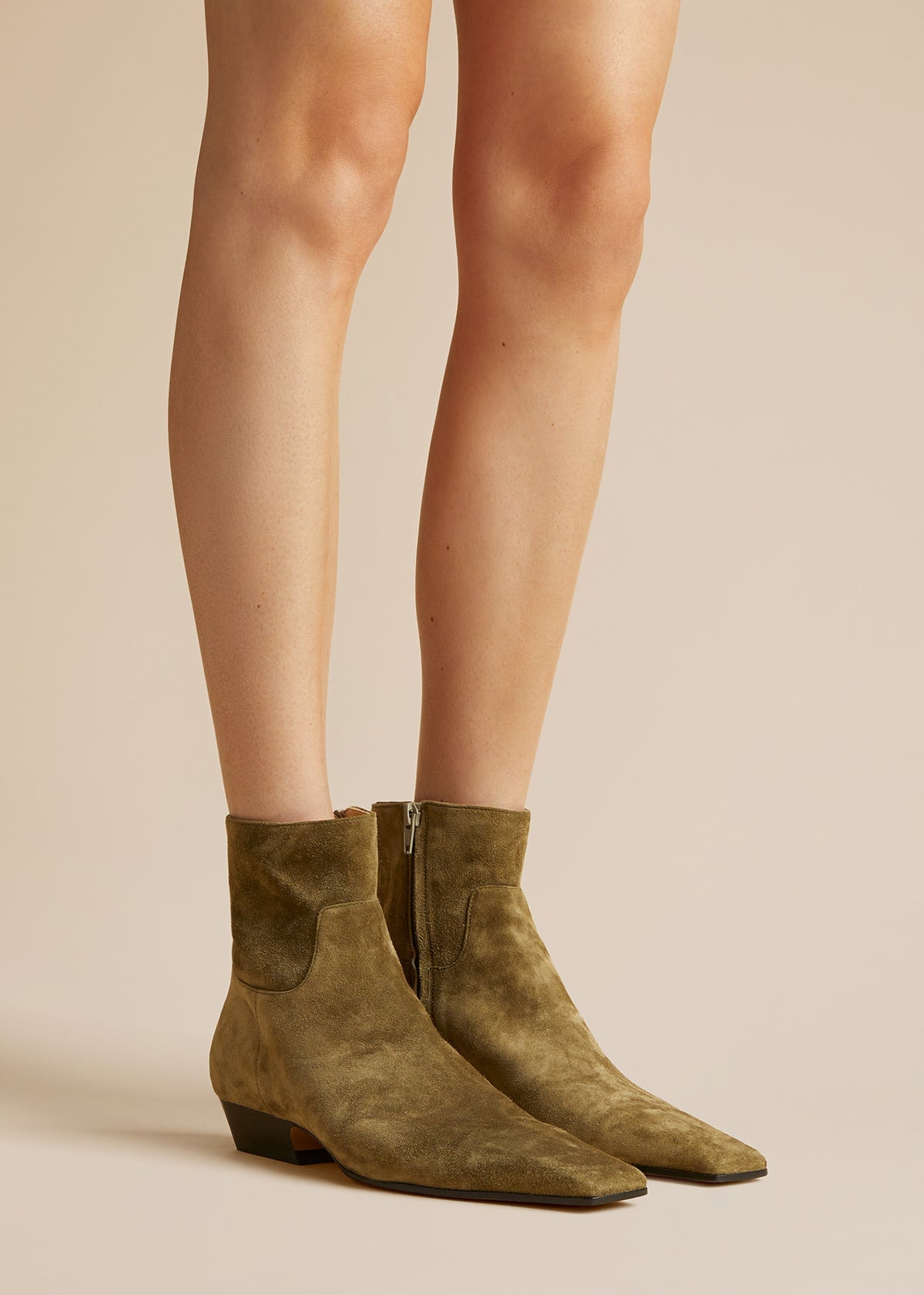 The Dallas Ankle Boot in Coffee Suede– KHAITE