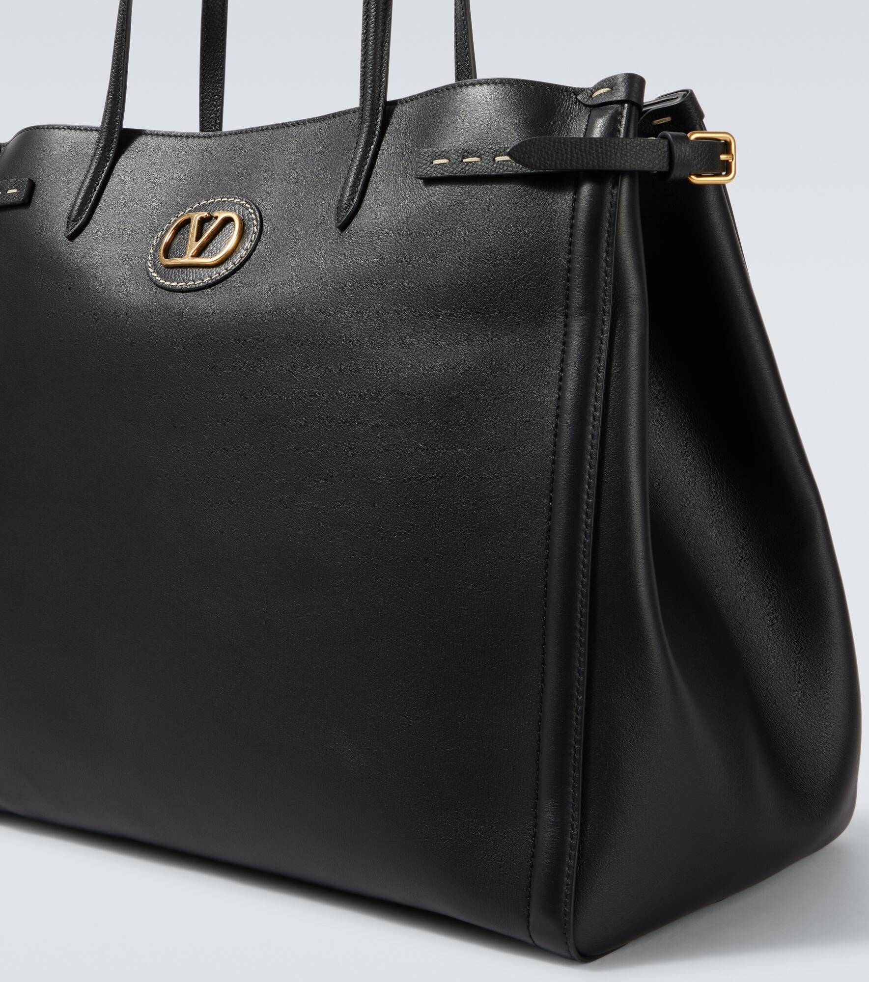 VLogo leather tote bag - 6