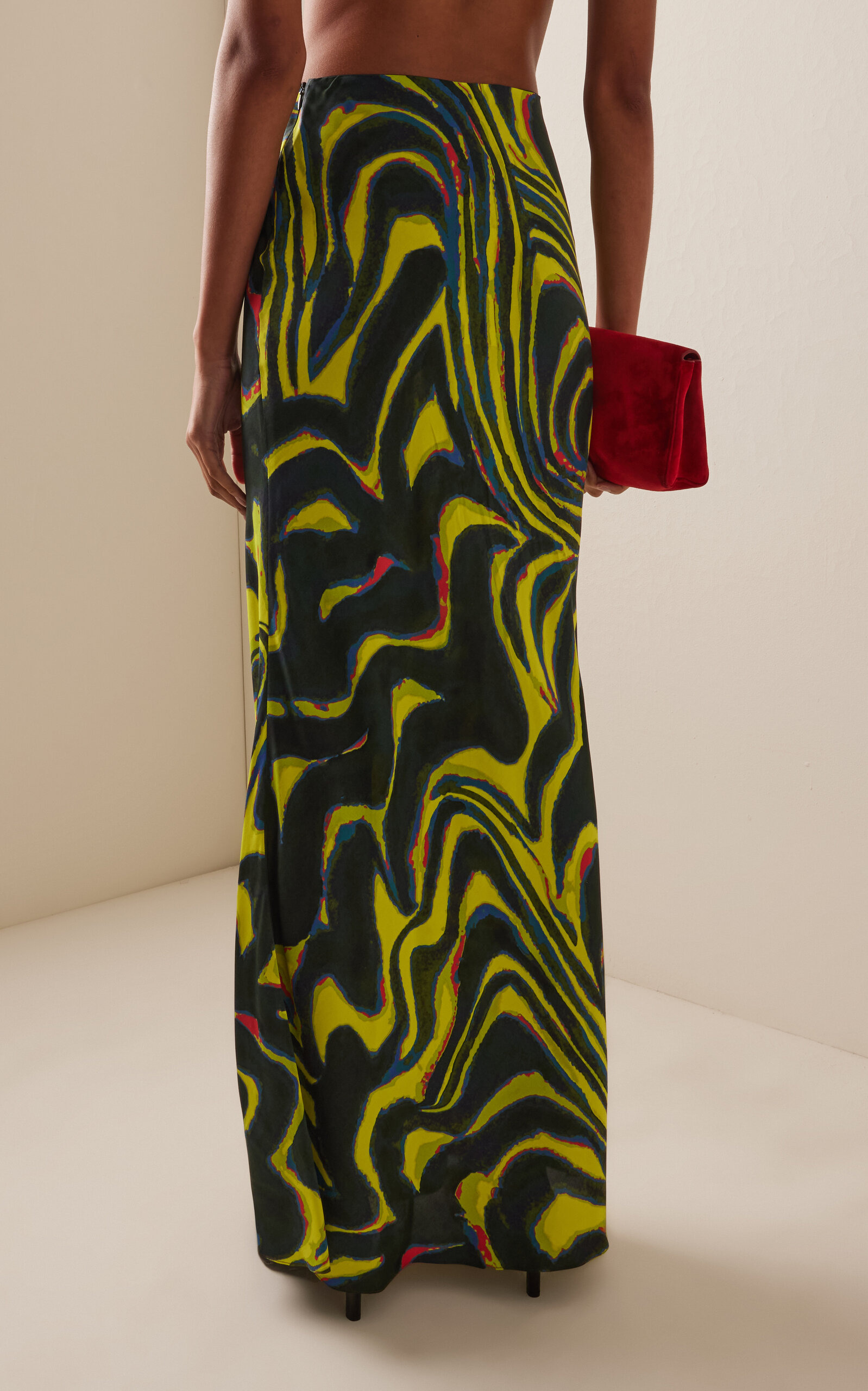 Printed Jersey Maxi Skirt green - 4