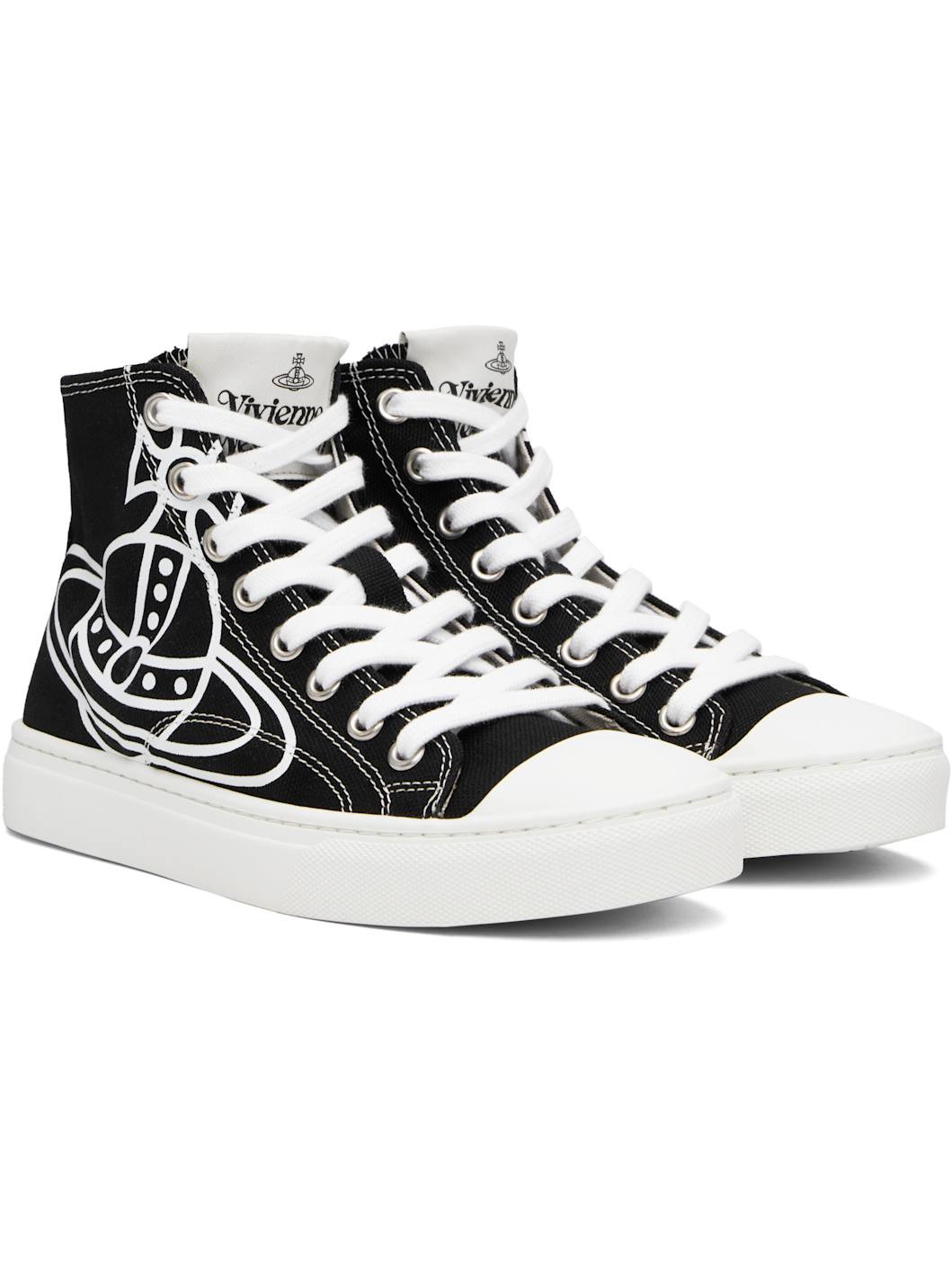 Black Plimsoll High Top Canvas Sneakers - 4