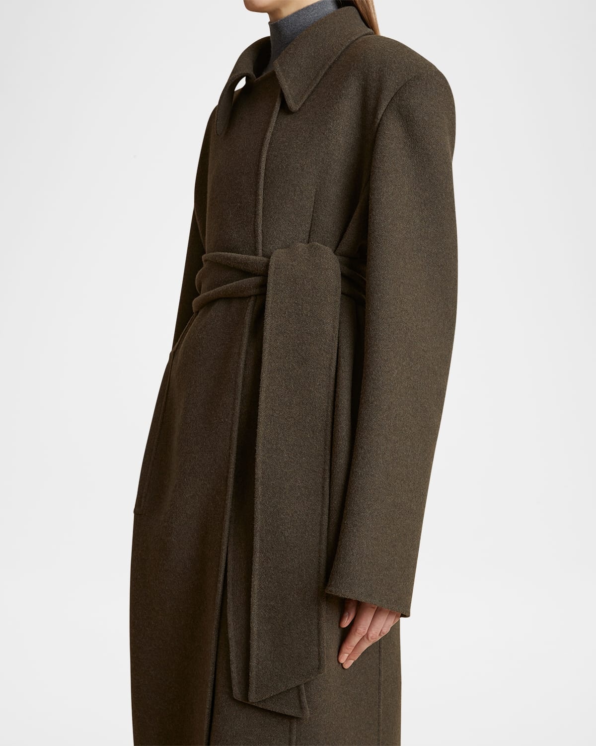 Lea Long Belted Double-Faced Wool Coat - 5