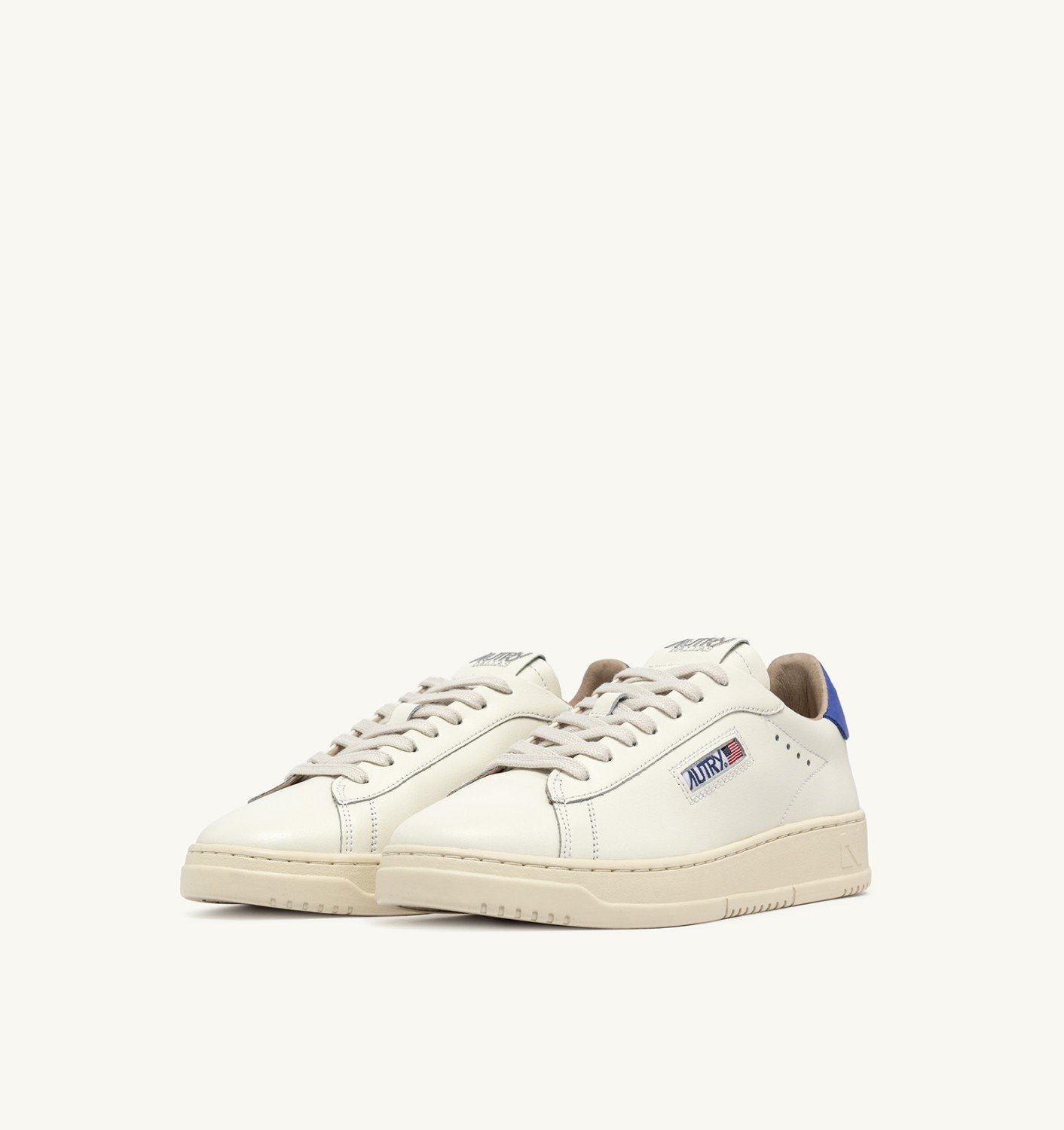 DALLAS LOW SNEAKERS IN MARSHMALLOW AND BLUE LEATHER - 2
