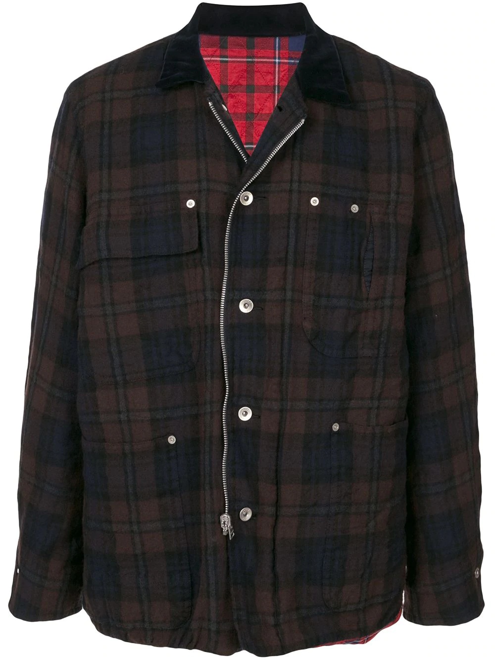 reversible check-print jacket - 1