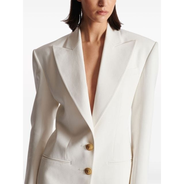 White 2-Button single-breasted crepe blazer - 5