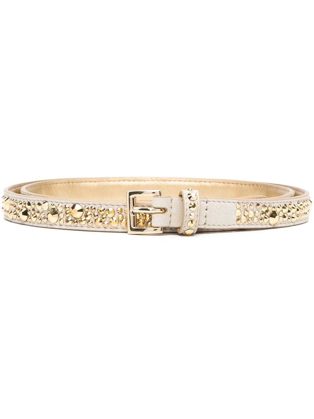 crystal-embellished leather buckle belt - 1