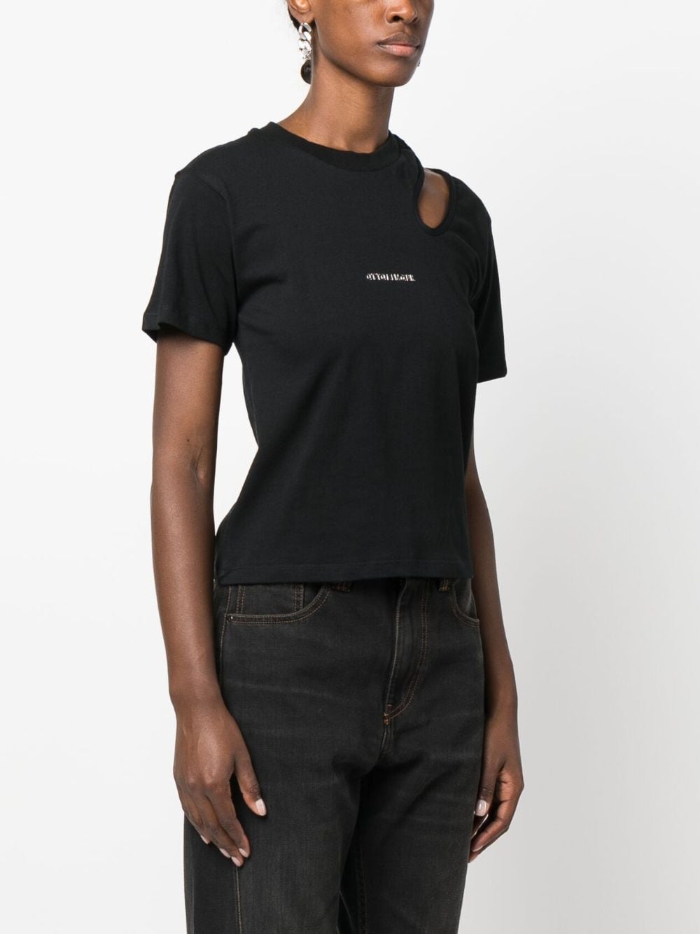 cut-out detail organic cotton T-shirt - 3