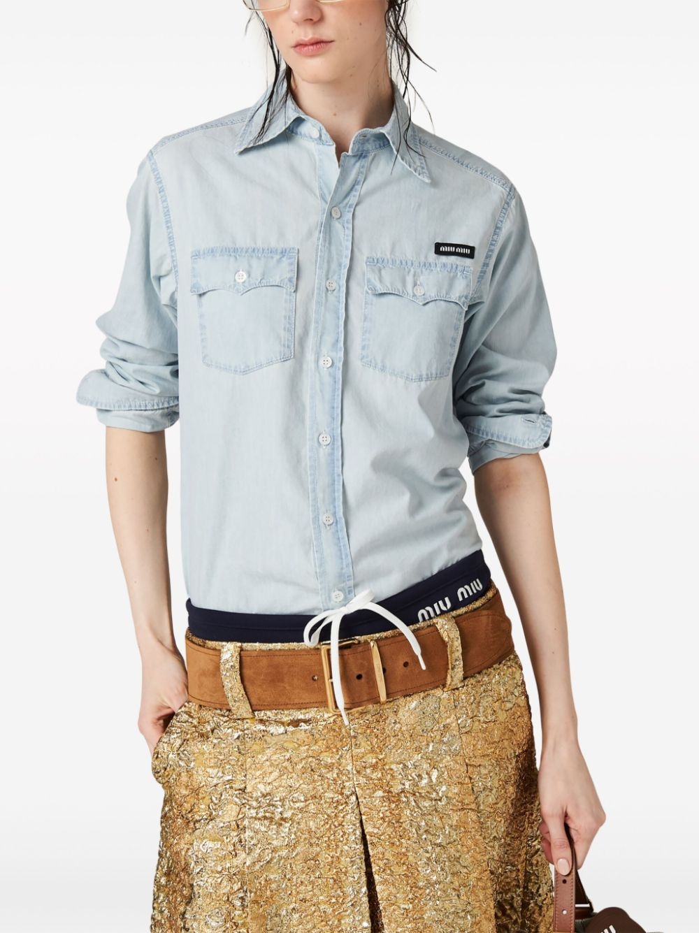 logo-appliquÃ© cotton shirt - 2