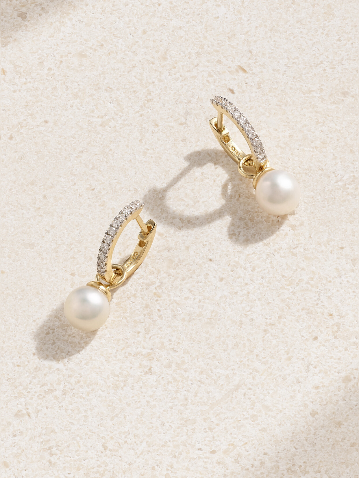 14-karat Gold, Diamond And Pearl Hoop Earrings - 1