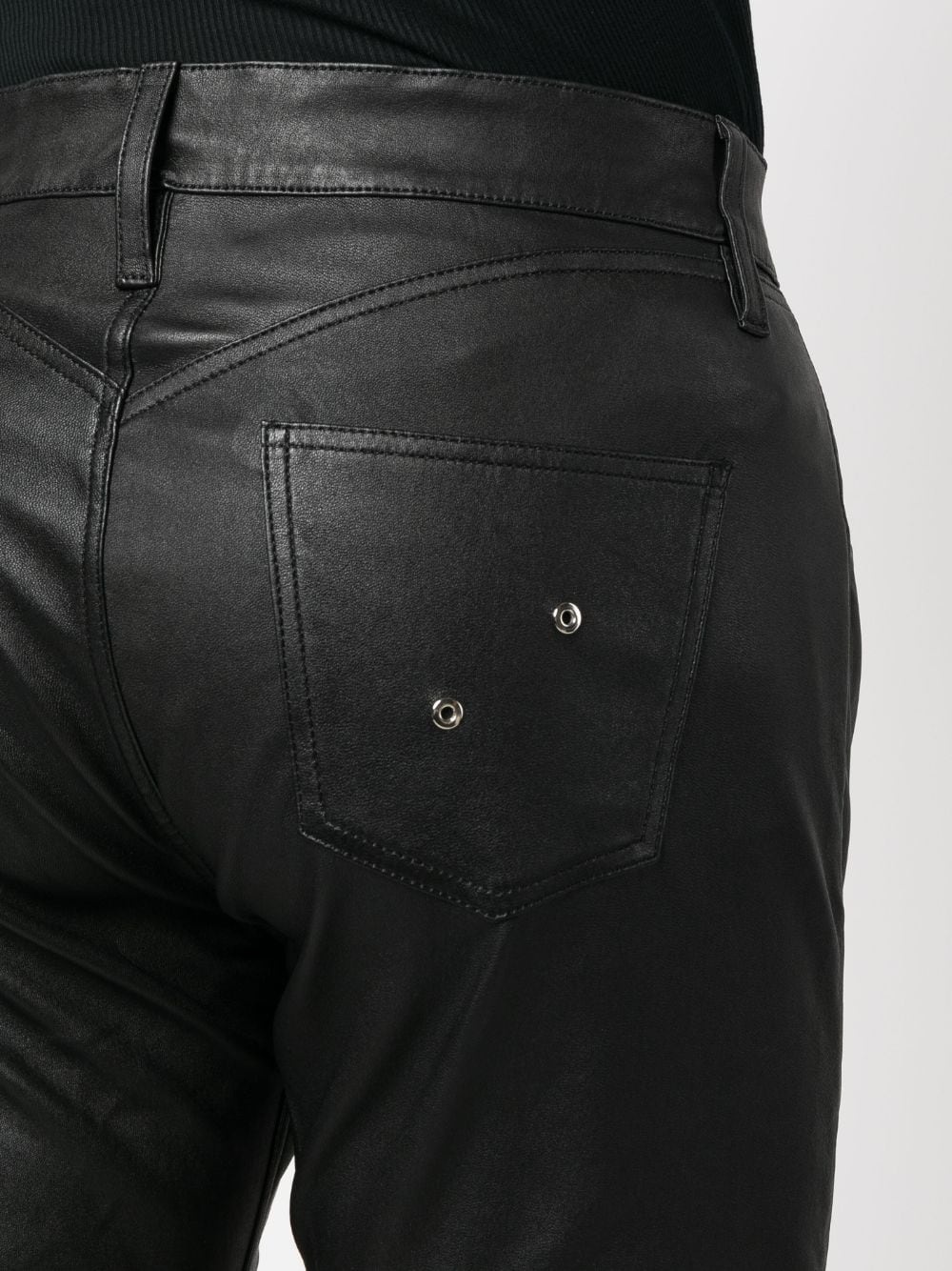 lace-up slim-cut leather trousers - 5