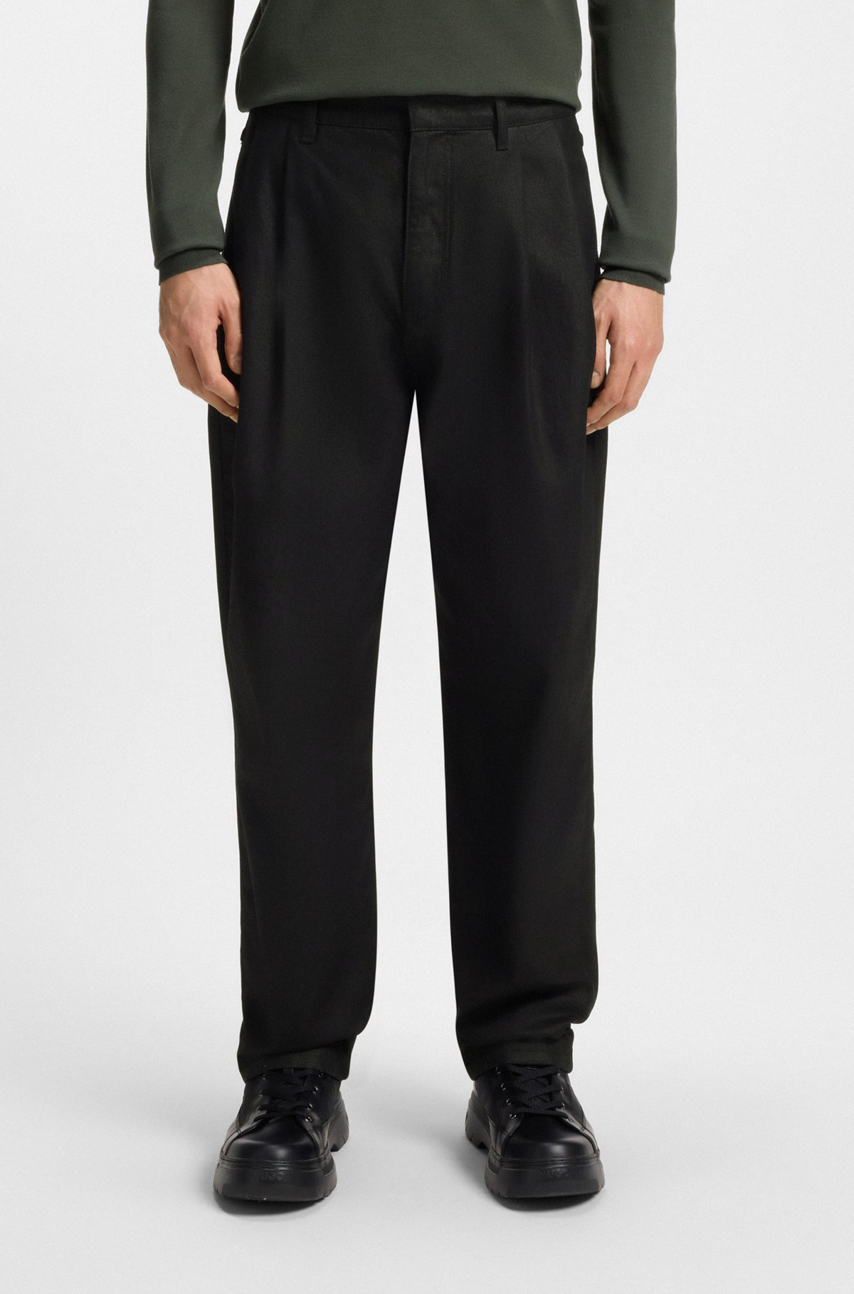 RELAXED-FIT JEANS IN BLACK WAXED DENIM - 2