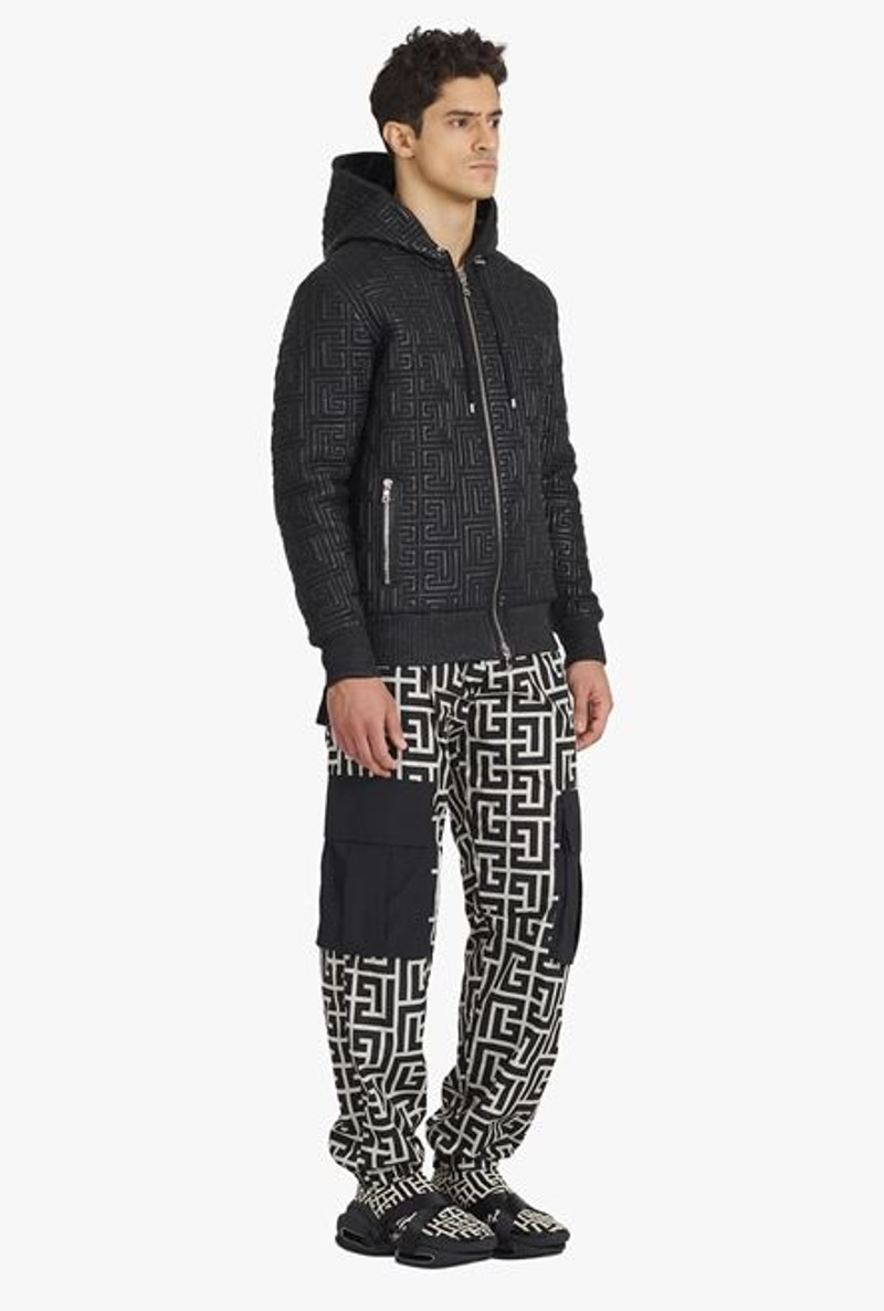 Black quilted leather sweatshirt with Balmain monogram 7