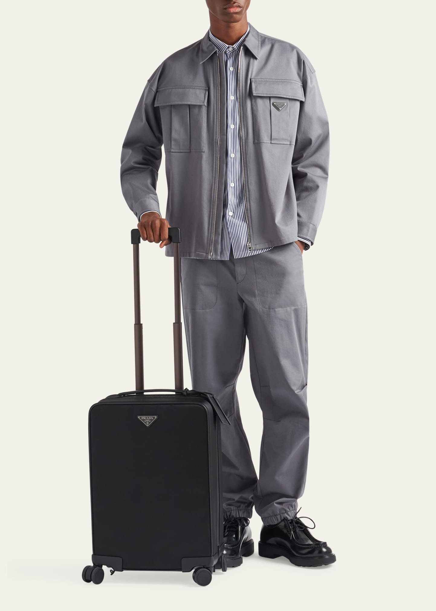 Men's Nylon and Leather Carry-On Luggage - 5