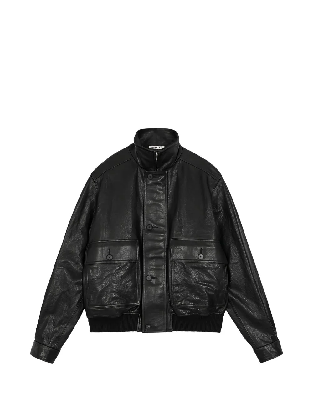 high-neck leather jacket - 1