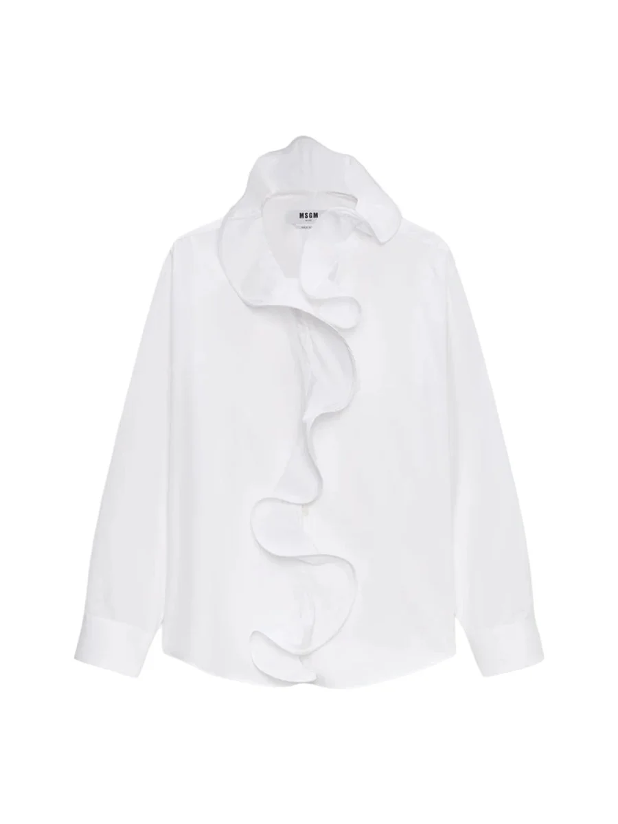 COTTON SHIRT WITH RUFFLE DETAIL - 1