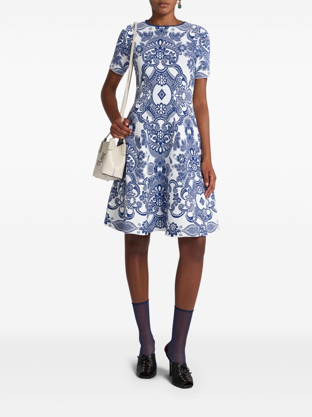 patterned-jacquard mini dress - 2